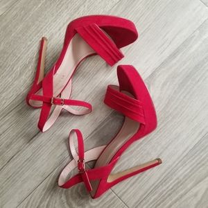 Red Platform Suede Heels 👠